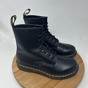 Dr Martens Boots 9 1460 W Smooth Leather Combat Black Punk Goth Grunge